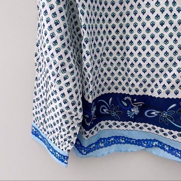 NWT J.Crew Tie-front ruffle top in blue print - Picture 7 of 8